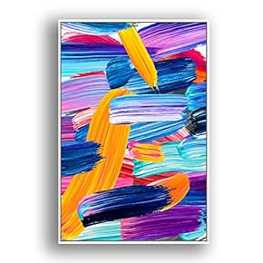 Framed Canvas Wall Art for Living Room, Bedroom Colored Brush Canvas Prints for Modern Home Decoration Ready to Hang - 16"x24" inches
