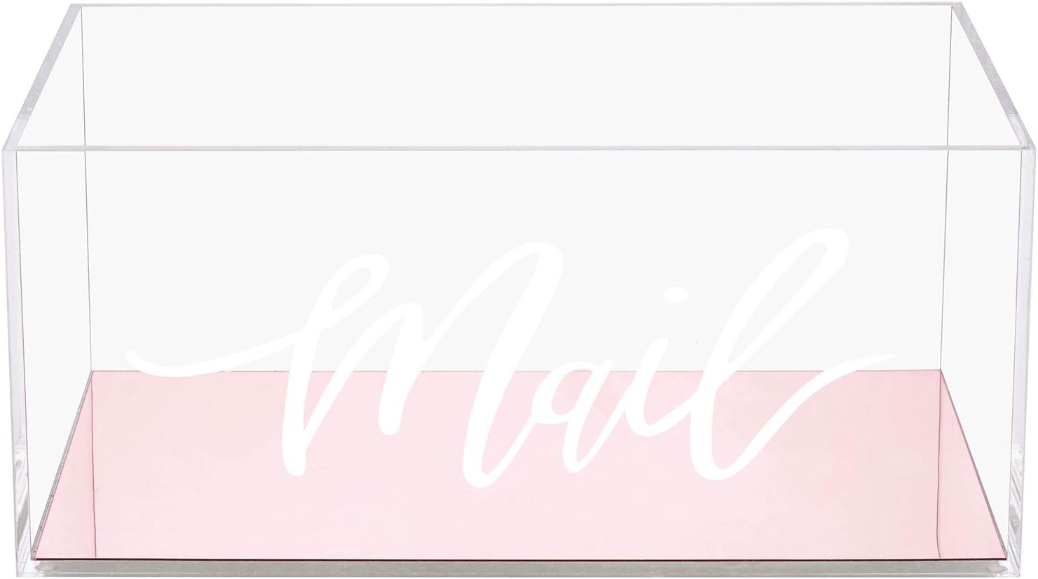 MyGift Home Office Clear Acrylic Tabletop Mail Sorter Storage Holder Box with Rose Gold Mirror Base : Office Products