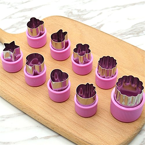 FantasyDay 9Pcs Vegetable Cutter Shapes Set for Kids, Fruit and Cookie Stamps Mold Pastry Cutters Cheese Presses Flower Star Heart Animals Stamp Mold Decorating Tools For Halloween& Christmas #2