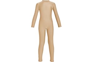 Kepblom Girls Long Sleeve Unitard Spandex Turtleneck Full Bodysuit for Kids