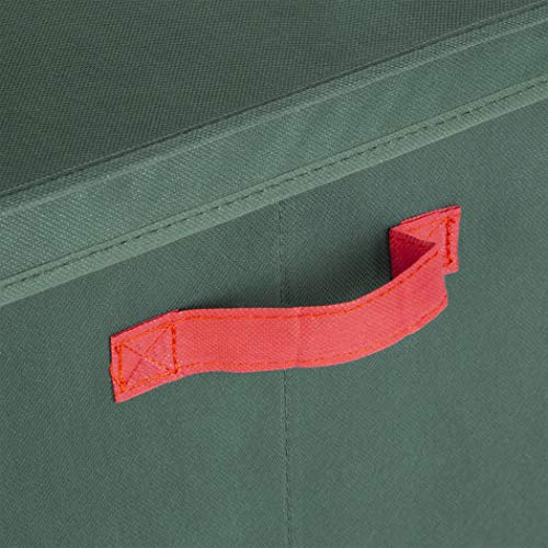 Richard's Homewares - 64 Compartment Cube Ornament Organizer - Holiday Green with Red Handles