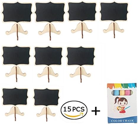 15 Pack Mini Chalkboards with Stand Colorful Chalk Table Place Card for Message Board Signs, Wedding, Party (15Pack)