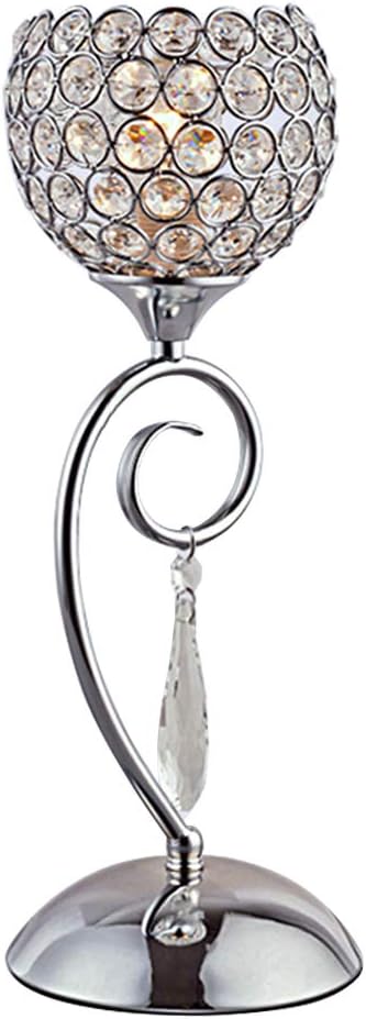 Hsyile KU300137 Chrome Round Crystal Table Lamp for Bedroom,Living Room,Study,Chrome Finish