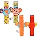 ThinkMax Baby Rattle, 4PCS Baby Wrist Rattle and Foot Rattles Finder Socks Set, Developmental Soft Animal Rattles Infant Baby Toys (Monkey and Elephant)