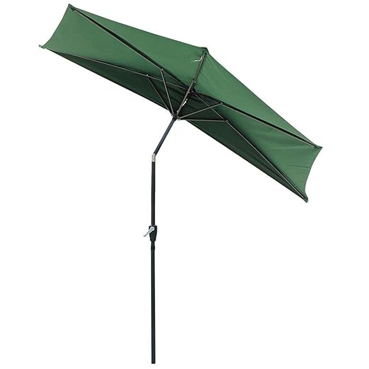 Yeshom 10 FT Green Outdoor Patio Half Umbrella 5 Ribs Tilt
