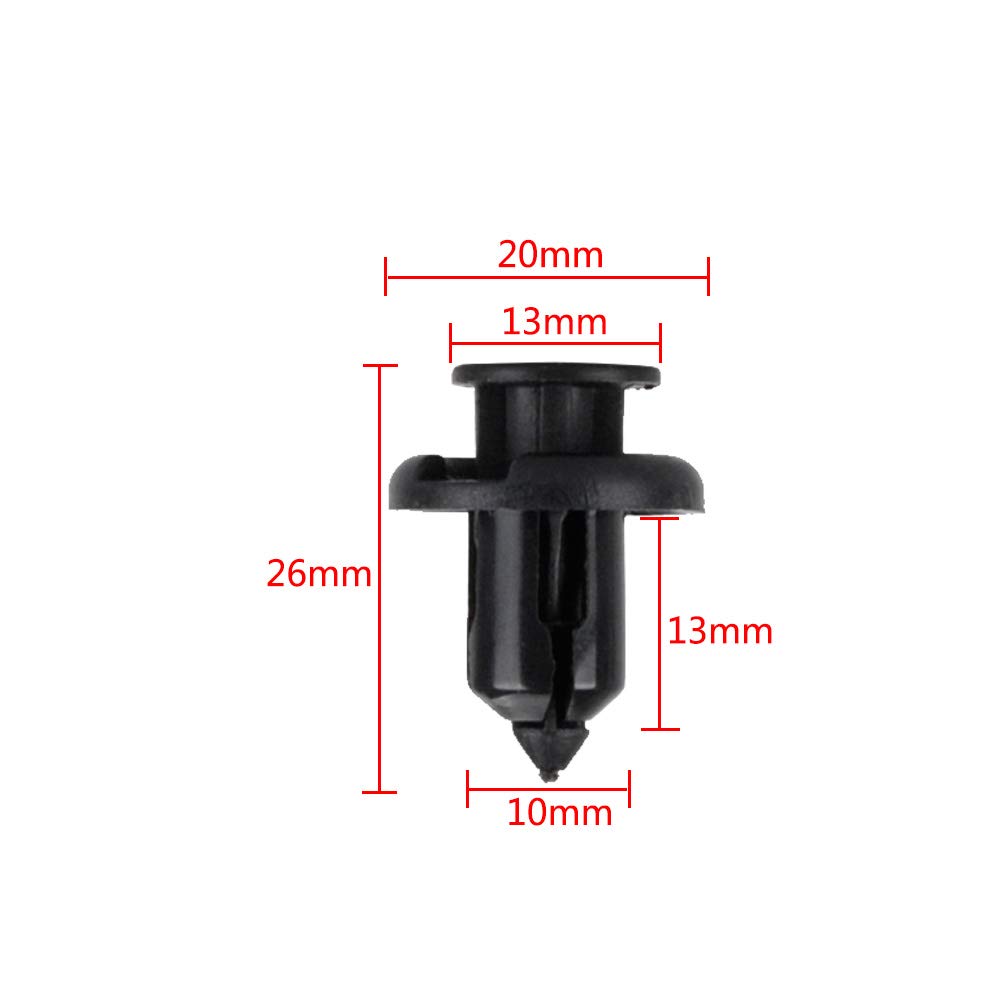 HUICAO 40Pcs 10mm Plastic Rivet Liner Fender Mud Flaps Bumper Fastener Push-Type Retainer Clips - Black