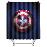 AWRFYAFT Captain America Shower Curtain Waterproof Mildew Polyester Fabric 12 Pack Plastic Hooks 60X72 Inches