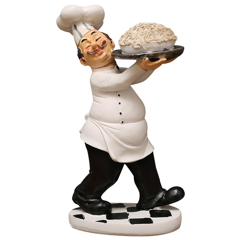IMIKEYA Chef Figurines With Base Kitchen Cook Ornaments 3d Resin French Chef Collectible Statues Noodle Chef Sculpture for Country Countertop Table Decoration