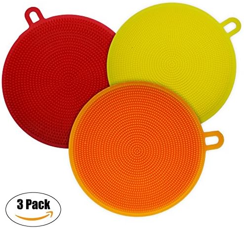 Housola Kitchen Sink Dish Sponge, Antibacterial Silicone Scrubber Brush tool (set of 3)