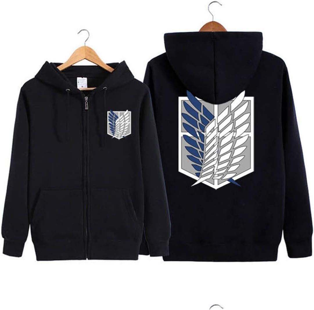 Mens Attack on Titan Hoodie Zip Long Sleeve Winter Hooded Jacket Casual Printed Sweatshirt Hoody