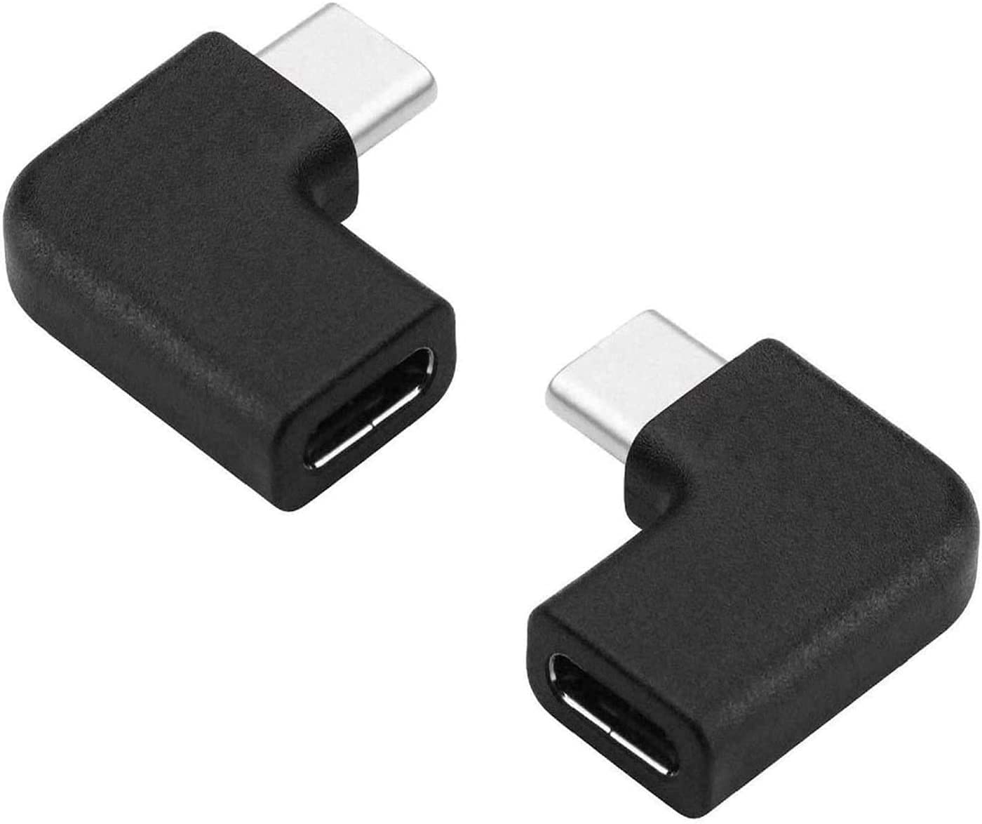 GodSpin USB C Angle Adapter [2 Pack] 90 Degree USB C Type C Male to Female Adapter, Right & Left Angled USB-C USB 3.1 Type-C Extension for Laptop & Tablet (USB-C 90 Deg Left/Right, Black)
