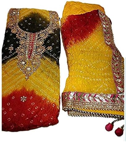Art Silk Fabric Heavy Neck Beat and Gota Work Dress Material