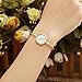 Top Plaza Womens Fashion Gold Tone Analog Quartz Bangle Cuff Bracelet Wrist Watch, Simple Elegant Stainless Steel Wire Band, 6.8 Inches(White Dial)