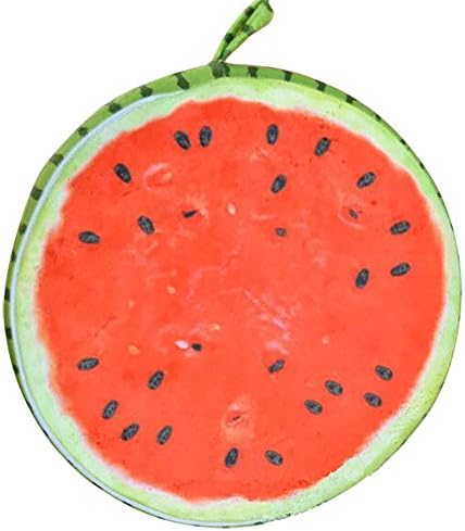 Round Wood Tree Soft Plush Chair Seat Cushion Stump Shaped Pillow (Watermelon, 40x40x7.0CM)