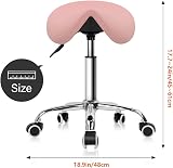 KKTONER Rolling Saddle Stool PU Leather Swivel Pink Adjustable Chair view 3