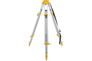 Firecore Aluminum Survey Tripod, Heavy Duty Contractor Tripod with 5/8"-11 Thread Flat Head Quick Clamp for Auto Level Optica