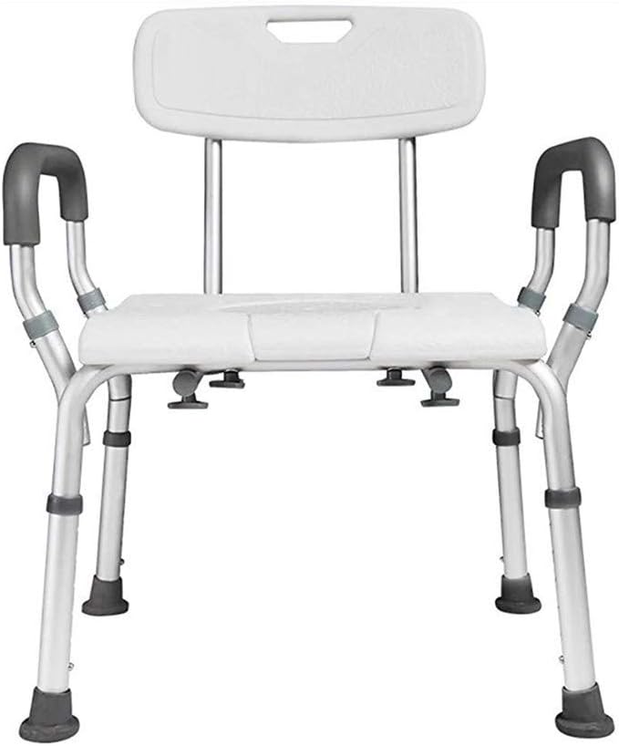 Silla de ducha, bañera Sillas Altura ajustable con respaldo y brazos de