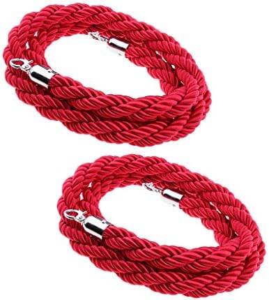 B Blesiya 2m 3meters Twisted Queue Barrier Rope Red for Posts Stands Exhibition