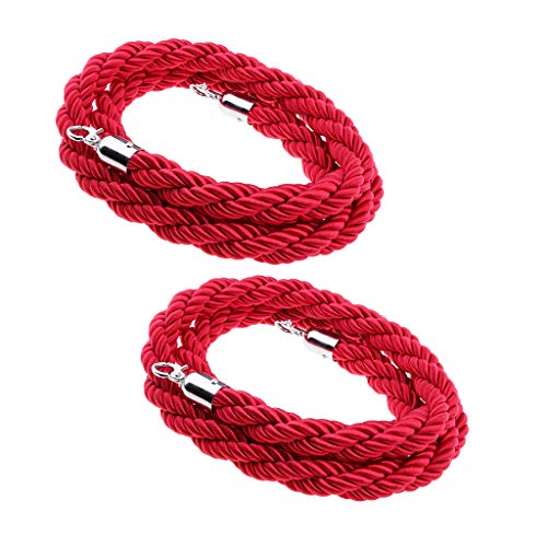 B Blesiya 2m 3meters Twisted Queue Barrier Rope Red for Posts Stands Exhibition