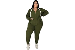 YeGine Womens Plus Size Two Piece Outfits Sweatsuits Casual Long Sleeve Set With Pockets