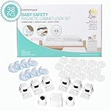 HOMEMAXS Baby Safety Kit Including 6 Magnetic Cabinet Locks with 2 Keys, 8 Pack Clear Table Corner Protectors Guards, 15 Pack Outlet Covers