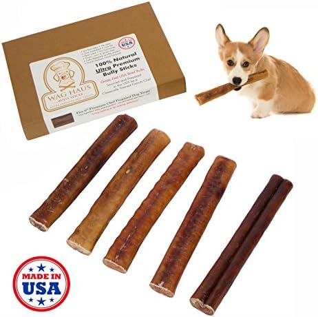 American Odor Free Bully Sticks - Ultra Premium Jumbo Thick Bully Sticks For Dogs Treats Made In USA, Dog Gifts Box of Long Lasting Dog Chews, 6"