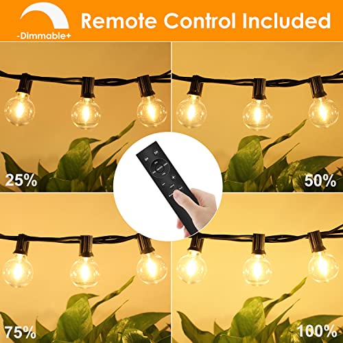Outdoor Fairy Lights with Remote Control - 15 m LED Fairy Lights Dimmable G40 Bulbs, 4 Modes and Timmer Function, Waterproof for Outdoor Garden Balcony Patio Party Camping Wedding