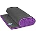 Youphoria Yoga Microfiber Non-Slip Towel - Hot Yoga Mat Towel for Enhanced Grip and Sweat Absorption - Gray with Purple Stitching