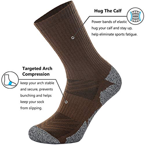 CWVLC Men Women Elite Hiking Crew Socks, 4Pack Full Cushion Boot Socks