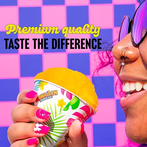 HAWAIIAN SHAVED ICE MANGO SYRUP – NUT SOY DAIRY FREE – FLAVOR FLUFFY & CRUNCHY SNOW CONES – SHELF STABLE – MAKES 8 SERVINGS – 16 OUNCES