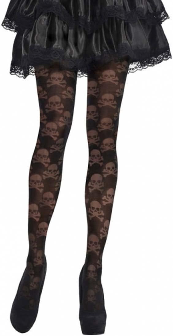 NET TOYS Medias de Mujer Halloween con Calaveras Pantys góticos con cráneos Pantis Finos de Mujer Leggings osambre Fiesta de Terror Leotardo osamenta Complemento para Disfraz