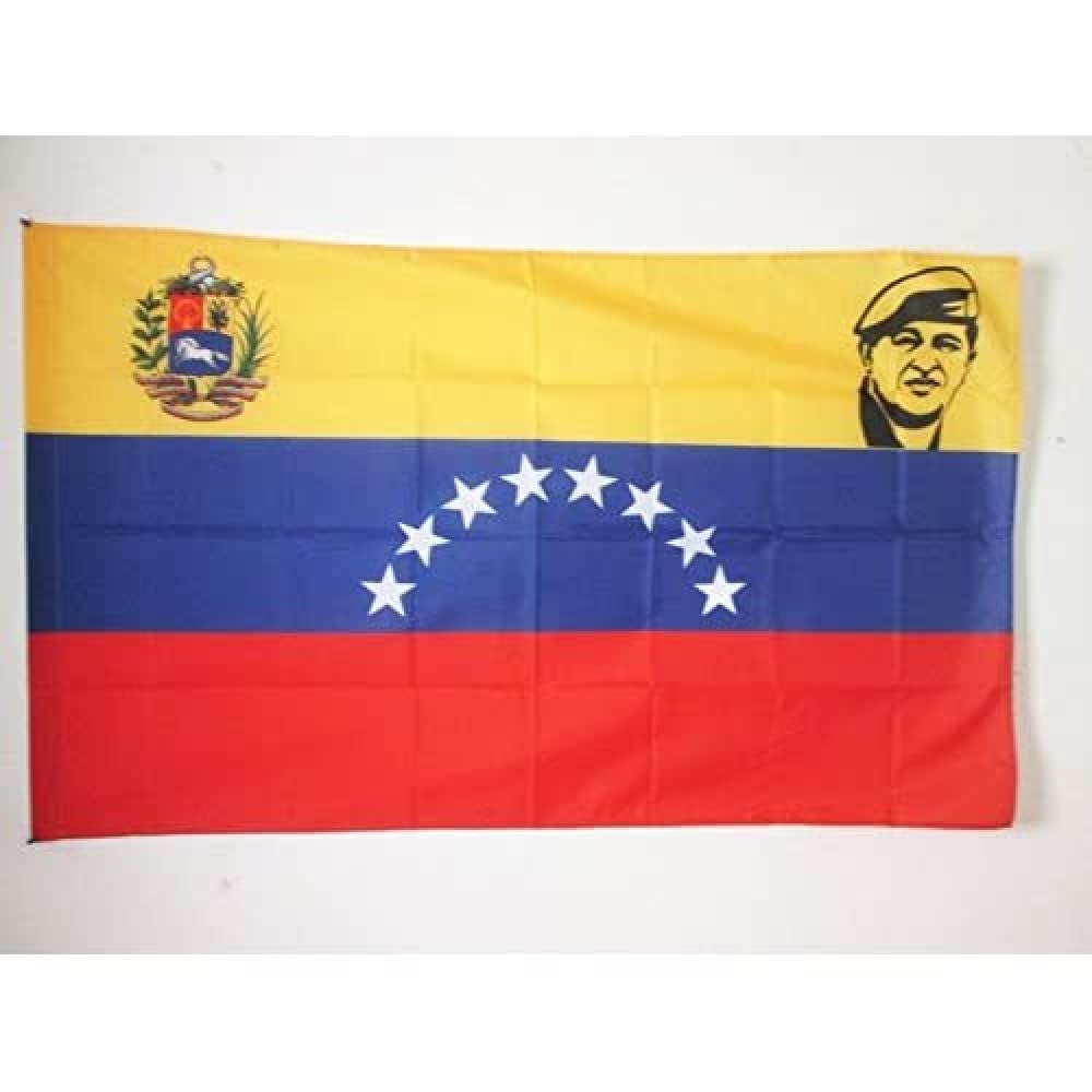 AZ FLAG - Venezuela with Hugo Chavez Flag - 3x5 Ft - Venezuelan Banner with Sleeve - 100% Polyester - Fade Resistant - Vivid Colors - 3' x 5' Feet - 150x90 Cm