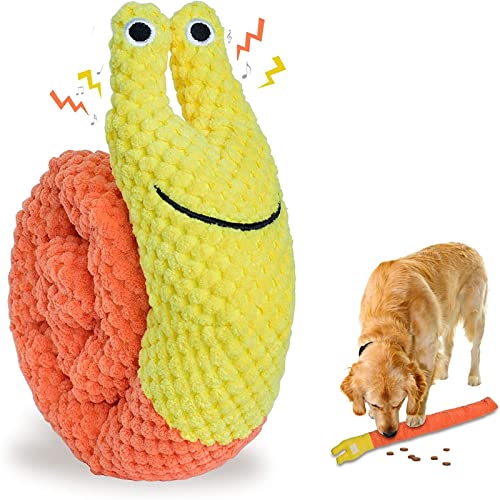 vrbabies Dog Enrichment Toys- Treat Dispensing Dog Toys, Interactive Squeaky Dog Toys Puppy Puzzle Toy for Small Medium Dog Pet Birthday, Plush Snail Dog Crinkle Chew Mental Stimulating Toy