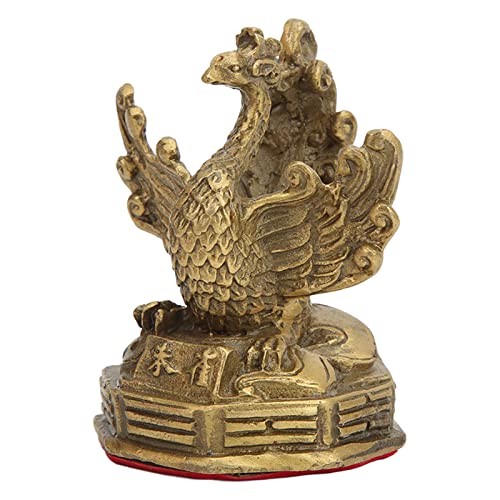 Hztyyier Feng Shui Phoenix Statue, 3.7 In Tall Brass Phoenix Figurine Home Office Decoration for Good Luck Attract Wealth Gift Chinese Collectibles