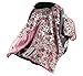 Onyx Arrow Carseat Canopy, Pastel Roses Cotton Print Light Pink Minky Dot, Mix and Match