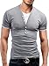 Benibos Mens Henley T-Shirts With Short Sleeve (US:L/Asia XXL, Light Grey)