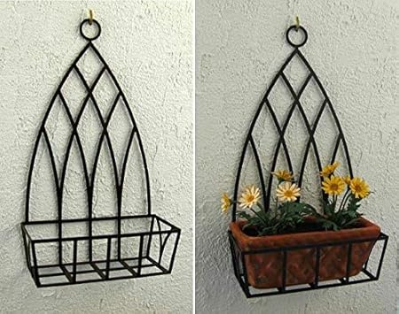 Falak Handicrafts Wrought Iron Out Door Wall Bracket Hanging Stand for Plants Balcony Garden Planter Pot Rack
