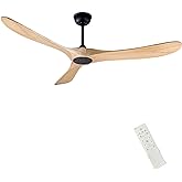 FOBLKS 60" Modern Ceiling Fan, Bedroom Fan With Remote Control, 2 Downrods, Reversible DC Motor 27W Quiet Energy Saving