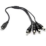 ZOSI Black DC 1 Female to 4 Male Power Splitter Cable Y Adapter for CCTV Security Cameras