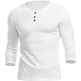 KUYIGO Men's Henley Shirts Short Long Sleeve Casual Summer Slim Fit Cotton Shirt
