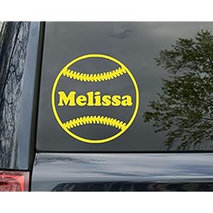 Minglewood Trading Softball Baseball Vinyl Decal with Custom Personalized Name – Die Cut Sticker