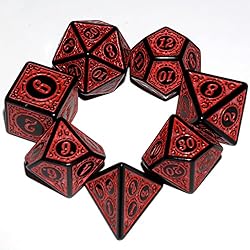 Carving in Red Black DND Dice Set for Board Game