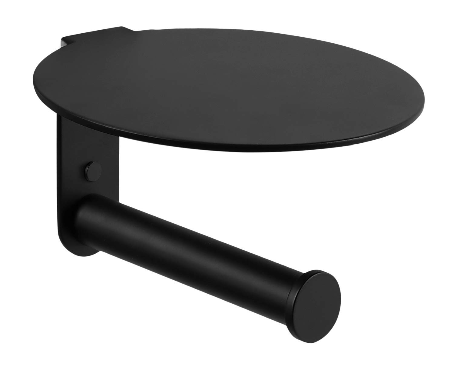 Ambrosya - Toilet Paper Holder with Shelf Made of Stainless Steel in Black - Bathroom Roll Wall (Stainless Steel (Black))