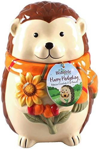Bramble House Harry The Hedgehog Ceramic Biscuit Jar with Bitesized Chocolate Chip Cookies 200g