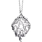 Confede Pentagram Necklace for Women Men Stainless Steel Gothic Wicca Jewelry