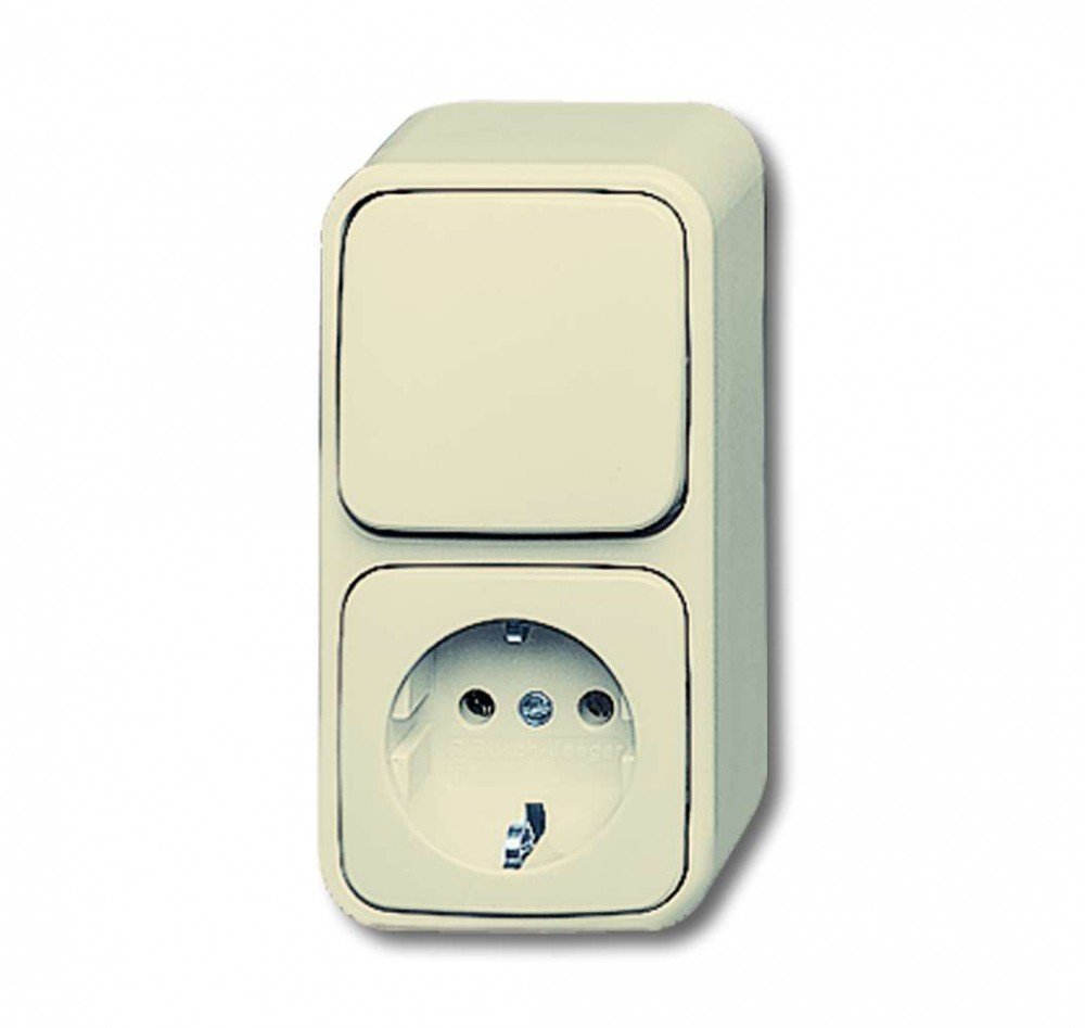 Busch-Jaeger 2601/6/2300 Baby Pink combination SCHUKO socket with Rocker Switch
