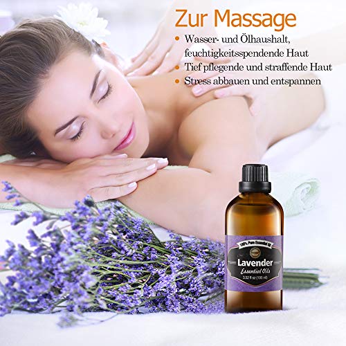 Ätherische Öle lavendel 100ml Naturreines Ätherisches LavendelÖl Entspannung Massageöl Naturrein Oel Einschlafen Schlafen Massage Öl Beruhigende Aetherisches Ätherische Öle Naturkosmetik