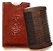 Sandalwood Beard Comb for Men by Chill Millennial - Great for Oils and Balms - Antistatic Fine & Coarse Teeth - Premium Handmade Black Sandalwood - Pocket Friendly - Comes with Protective Leather Case