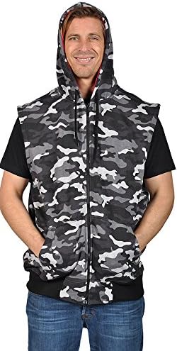 Knockout Men's Sleeveless Contrast Hoodie (4XL, Black Camo)