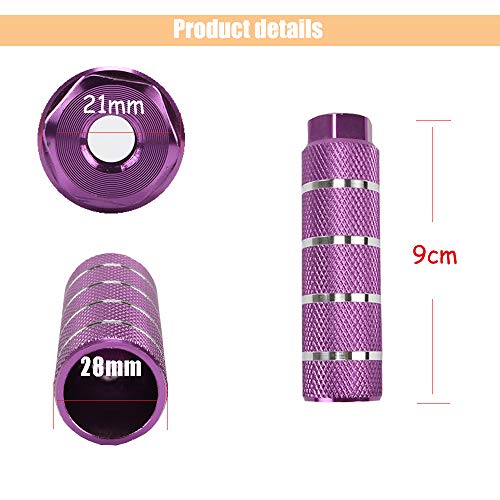 KOOBOOK 2Pcs Bike Pegs Bike Pedals Axle Foot Rest Pegs Fit 3/8 inch Axles for BMX Mountain Bike Bicycle Cycling Diameter 28mm Purple